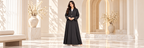 Minimal Logo Detail Black Nida Open Abaya - AF1048 - Black - View 6