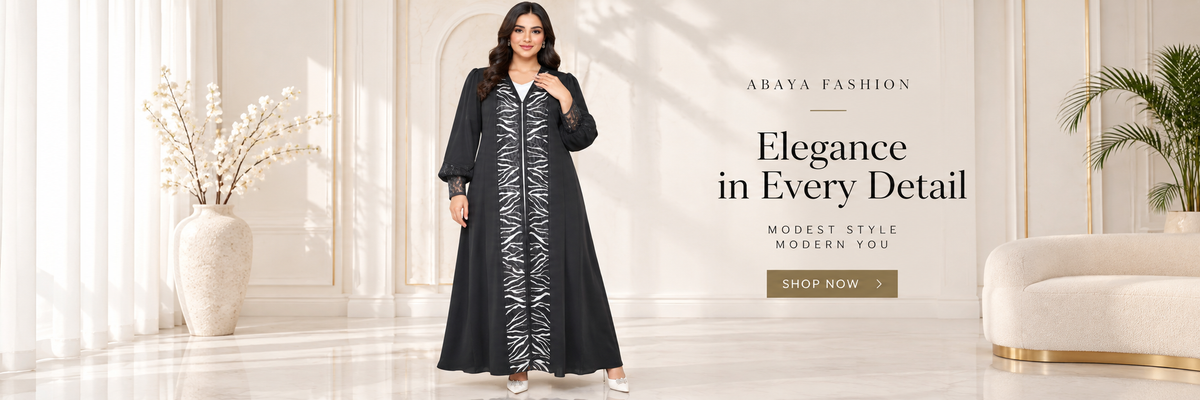 Modern Luxe Contrast Panel Open Abaya - AF1019