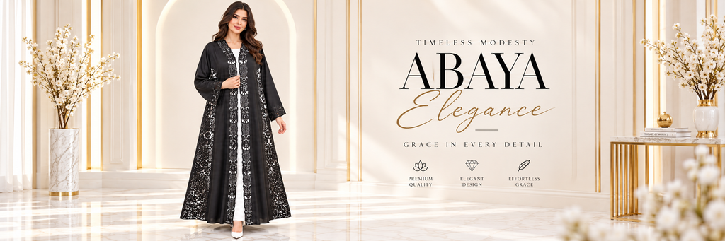 Royal Floral Cutwork Stone Abaya - AF1020