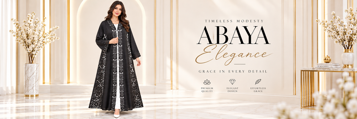 Royal Floral Cutwork Stone Abaya - AF1020