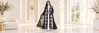 Shaadi Noir Floral Lace Abaya - AF1024
