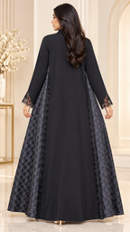 Elegant Flared Open Abaya | Nida PEB with Dantel & Lace | Premium Abaya UAE | AF1008