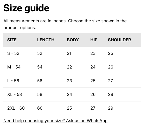 Size guide